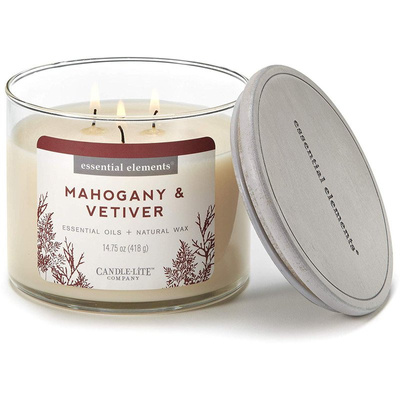 Świeca zapachowa naturalna 3 knoty mahoń - Mahogany Vetiver Candle-lite