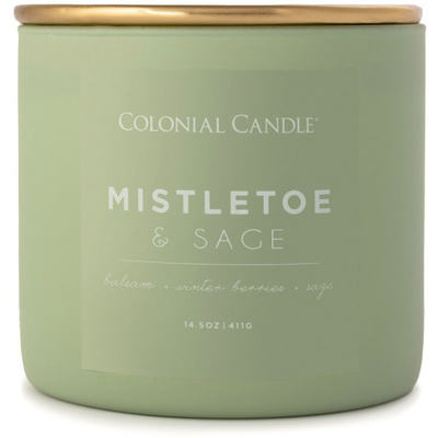 Colonial Candle Pop Of Color soy scented candle in glass 3 wicks 14.5 oz 411 g - Mistletoe & Sage