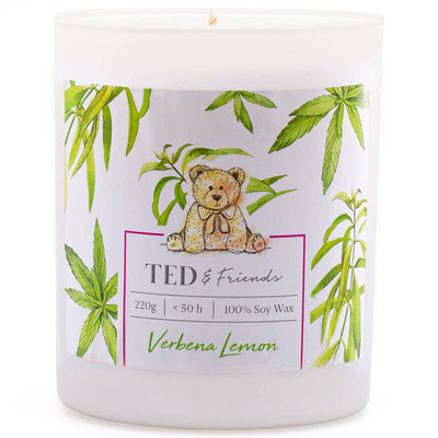 Soy scented candle in glass citrus - Verbena Lemon Ted Friends
