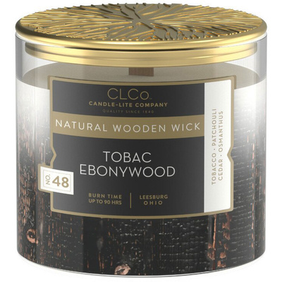 Scented candle with wooden wick Tobac Ebonywood Candle-lite
